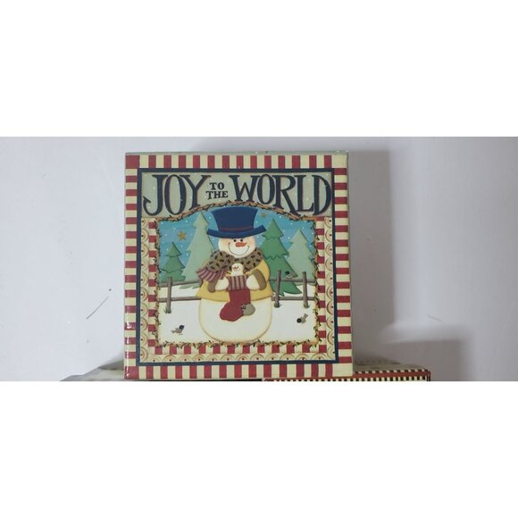 Set Of 3 Vintage Christmas Decorative Boxes With Joy To The World & Merry Christ - Picture 2 of 6